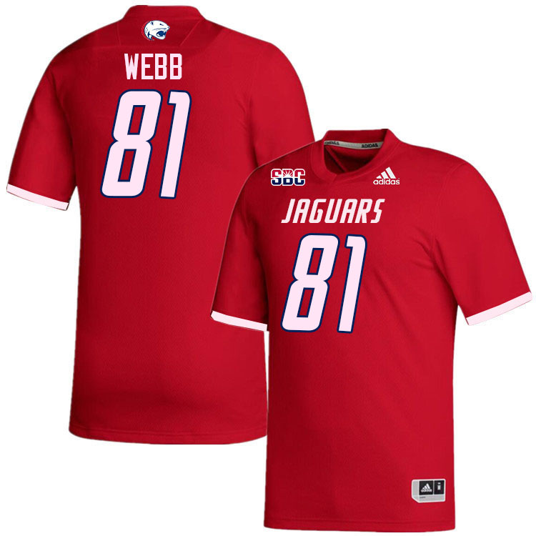 #81 Jeremiah Webb South Alabama Jaguars Jerseys,College Football Uniforms,Apparels Stitched-Red